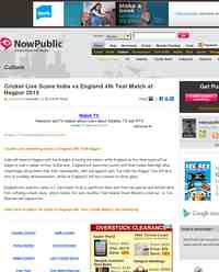 Cricket Live Score India vs England 4th Test: NowPublic