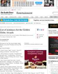 List of nominees for the Golden Globe Awards: Seattle Times